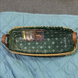 Longaberger Green and white heartland collection muffin basket